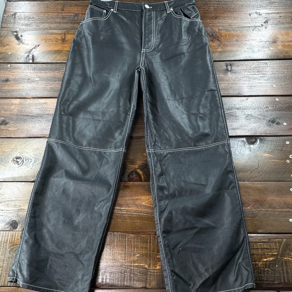 Free People We The Free The It Factor‎ Vegan Leather Pant Button Fly Womens Sz 8